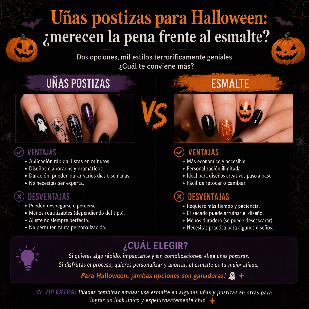 Uñas postizas para Halloween: ¿merecen la pena frente al esmalte?